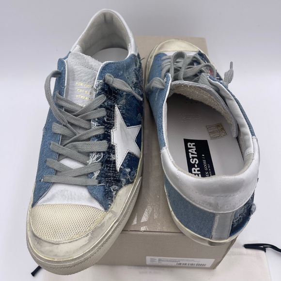 GOLDEN GOOSE SUPERSTAR DENIM UPPER UNSTITCHED AND LEATHER STAR NUBUCK AND HEELS - Picture 7 of 9